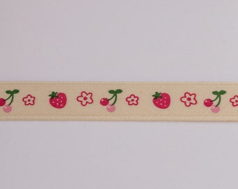 Cherries, strawberries and flowers ribbon