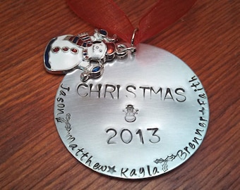 Hand stamped-Personalized Christmas ornament-Family Christmas gift-Family ornament-Family Christmas ornament-Christmas 2018
