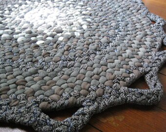 Made To Order Handmade Hand Braided Custom Recycled Round Doily Rug / Rag Rug / Carpet in your choice of color