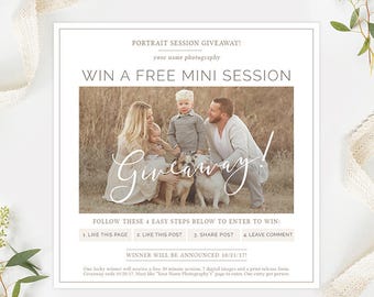Photography Giveaway Template, Photography Marketing Template Photoshop, Mini Session Template, Photography Advertising Template Organic
