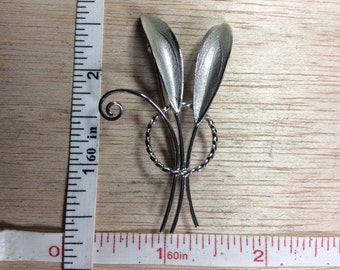 Vintage 925 Sterling Silver 4.5g Leaf Pin Brooch Signed CRCO Used