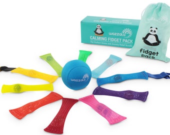Fidget Toys Pack For Kids and Adults. Woven Nylon and Marble Fidgets and a Gel-Core Textile Stress Ball