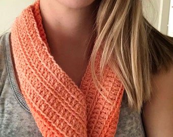 Two-tone Peach + Orange Crochet Scarf