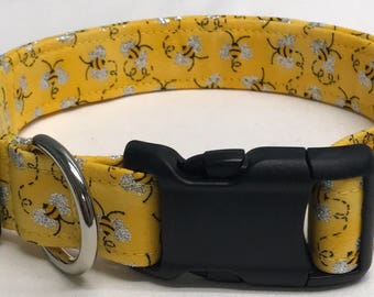 dog collar, mini glitter bees, bumble bees, bee dog collar, bee collar, bumble bee dog collar, bumble bee collar, summer dog collar