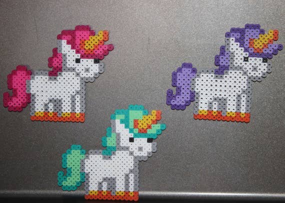 Handmade Perler Bead Unicorn Magnet