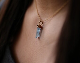 Large Raw Aquamarine Necklace, Raw Aquamarine Pendant, Boho Necklace, Raw Crystal Necklace, Raw Stone Necklace, Layered Necklace