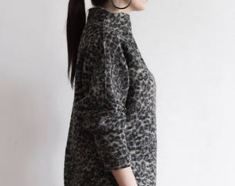 Grayish Brown Raised Neck Sweater | 100% Wool
