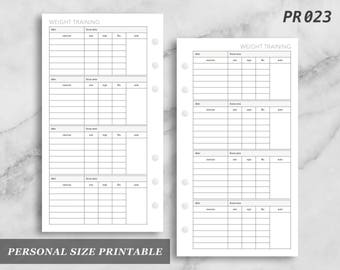 Printable Weight Training Daily Log Workout Tracking Sheet
