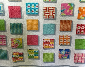 Bright & Summery, Colorful and Vibrant, Shadow-Effect Baby, Toddler, or Lap Quilt