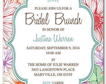 wedding invitation printable turquoise blue and orange