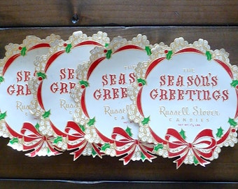 Vintage Russel Stover Candies Unused Christmas Box Seal or Stamp