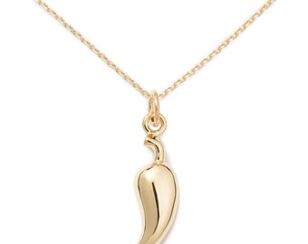 Chili Pepper Necklace, 14k Gold, Foodie Jewelry
