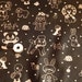 Black kawaii Japanese cotton fabric 110x100cm, Wonder Girl, animals, toys