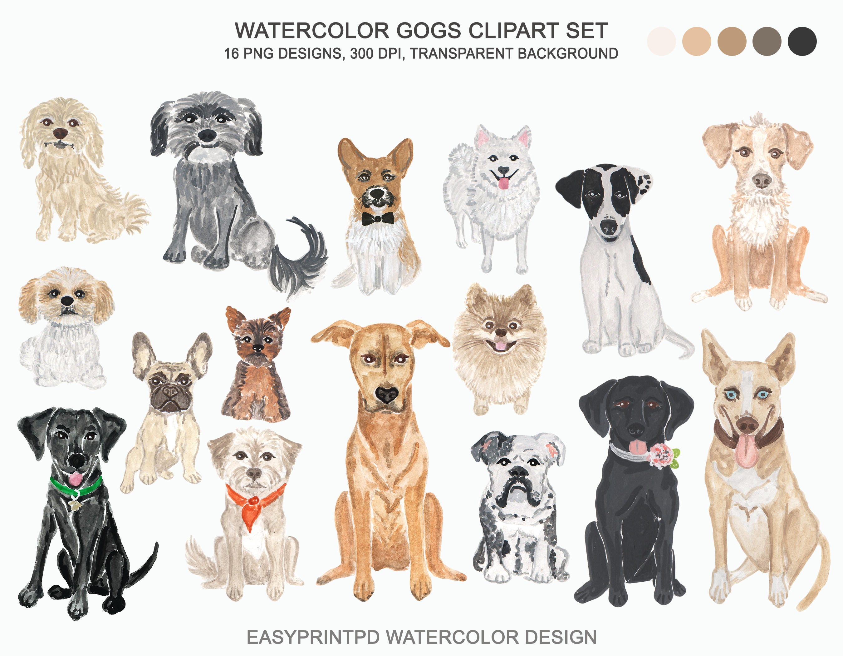 Download Watercolor Dogs Clipart Personal and Commercial use Breed