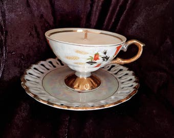 100% all natural soy wax vintage tea cup candle