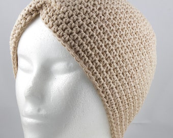 Tan Turban Hat 2 for Cancer Patients - Cancer Hat/Chemo Hat/Cancer Cap/Chemo Cap