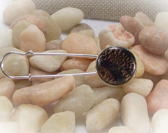 Shawl Pin Silver Black Pin Brooch Wrap Pin Silver Pin Large Safety Pin Coat Pin Silver Kilt Pin Hajab Coat Sweater Pin Polymer Clay Pin