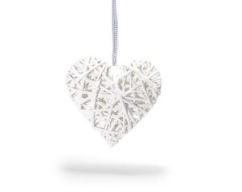 Heart Natural Wicker White Base