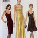 Flared or slim fit empire bodice dress and maxi Vogue 9595 uncut sewing pattern Multi size Bust 31.5 to 34 Waist 24 to 26.5 Hip 33.5 to 36