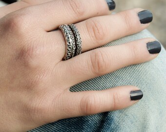 Octopus Tentacle Ring Sterling Silver Adjustable Ring Wrap Ring Boho Steampunk Jewelry - FRI005