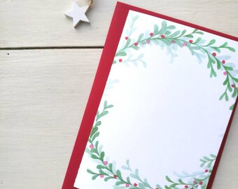Christmas card, greeting card, personalized card, watercolor, Christmas card, dedication/personalized phrase-garland #4