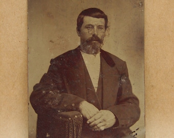 Victorian Tintype Photograph of a Man Antique Vintage