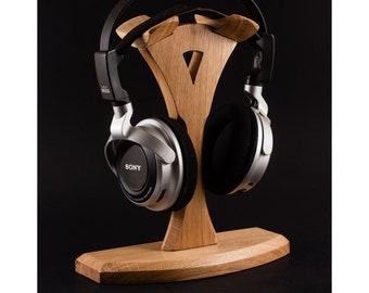 Wooden headphone stand headphone station headphone holder tech gift