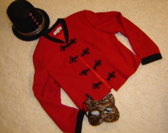 Ringmaster circus lion tamer sz 12 red jacket top hat women's Halloween costume carnival