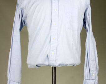 ON SALE Vintage 80s Gitman Bros Blue Cotton Oxford Button Up Shirt 17.5/34