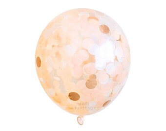 Confetti Balloon - Peach - Choose 12, 16, 18, 36 inch - Large & Small - Rose Gold Copper Ivory Blush Pink 1" Circle Filled - Tissue Paper