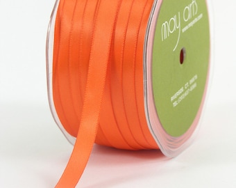 3/8" Double Faced Orange Satin Ribbon from May Arts - 10 Yards