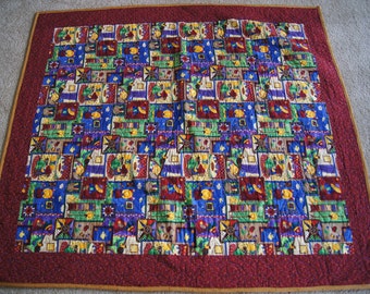 Home Sweet Home Rustic Yet Tribal Design - LAP QUILT – Maroon and Marigold