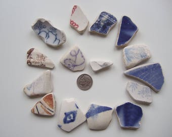 Sea pottery for crafts, Scottish beach pottery, sea china, beach china, worldwide shipping, craft pottery, beach combing gift - LOT 3