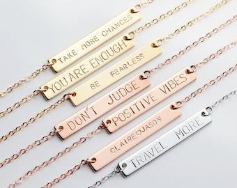 Personalized Bar Necklace Custom Name Latitude Longitude Necklace - Custom Coordinates Necklace Name Necklace Coordinates Jewelry - 9N