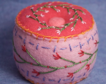 Made to order - Bright Little Flowers Cute Pincushion free usa ship