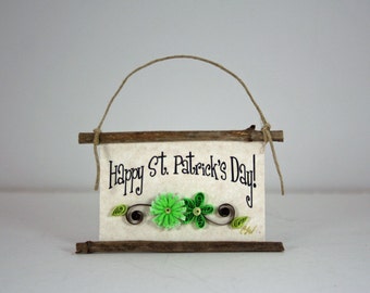 Quilled Magnet 175- Happy St. Patrick's Day, Office Decor, Hostess Gift, Irish Green, 3D Quilling, Irish Ornament, Irish Kitchen Decor Gift
