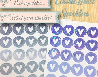 Holographic Planner Stickers | Classic Heart Sparklers | 56 Stickers Total