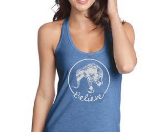 Women's yoga tank top. Elephant tank, yoga tank, women's tank, henna tank, ganish tank, racerback tank top, yoga gift, workout tank top
