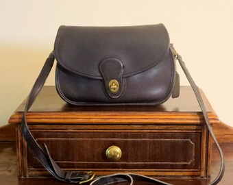 Dads Grads Sale Coach Prairie Bag Black Leather Cross Body 48 Inch Strap No. 9954- Very Good Condition