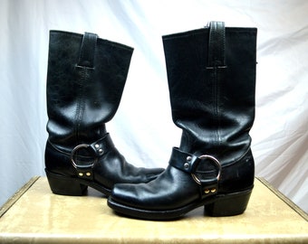 Vintage Frye Harness Leather Buckle Boots - Size 6
