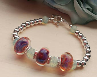Artisan Lampwork Swarovski Crystal Bracelet