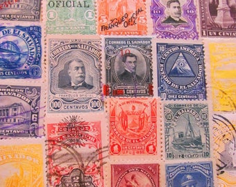 Mas Pupusas Por Favor 50 Premium Vintage El Salvadorian Postage Stamps Republic of El Salvador Central America Latina Worldwide Philately