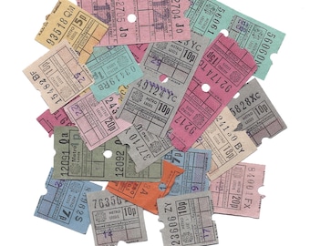 15 Vintage UNITED KINGDOM Used Bus Tickets - British TICKET Color Assorted Lot - Altered arts, mixed media, scrapbooking supplies