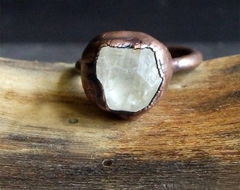 Topaz Ring Rough Stone Jewelry Copper Raw Crystal Size 5 Ring November Birthstone Ring Gemstone Rough Stone Jewelry