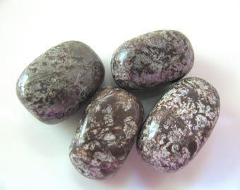 Snowflake Agate, Agate beads, 4 beads, brown, white, 12x22mm, chunky beads, drilled lengthwise, Jewelry supply B-1914