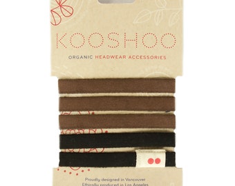 Black/Brown LILA Hair Ties. The Finest Creaseless Hair Ties. Ponytail Holders for Thick Hair. Super Comfortable Organic Cotton Hair Ties.