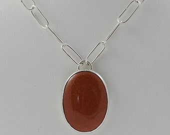 Sunstone Orange Sterling Silver Necklace