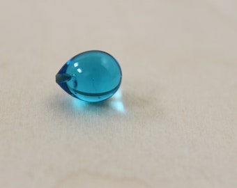 a PEAR, 13 mm x 10 mm, hole, lampwork, blue, Navy, olive green aquamarine