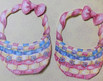 Set of Two Easter Basket Paper Pieces - Easter Scrapbook Embellishment