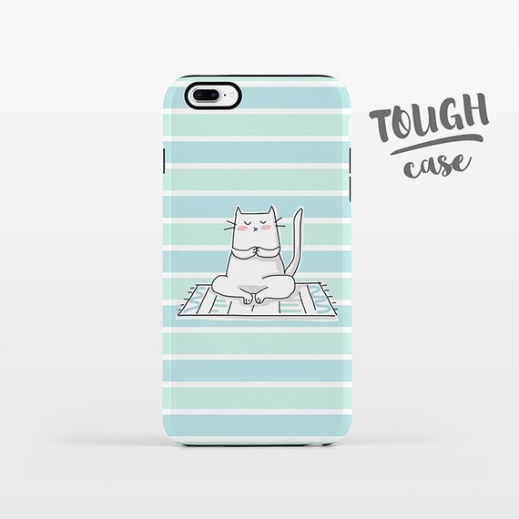 Cat Yoga Phone Case iPhone X Case iPhone 8 Plus Case iPhone 7 Plus Case iPhone 6 Case iPhone 6S Case SE 5s 5c 5 Aqua Mint iPhone Case TOUGH